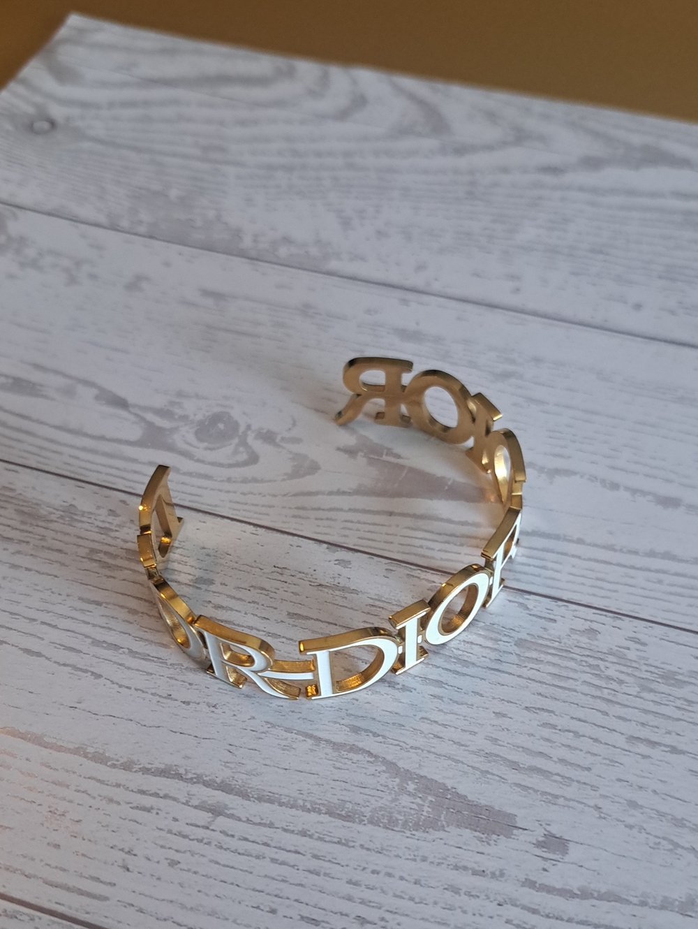 Gold Logo Cutout Open Cuff